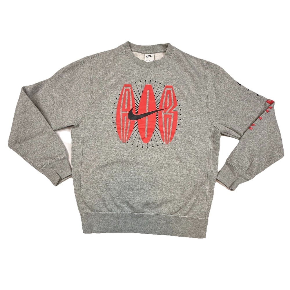 Nike Air Swoosh Retro Graphic Fleece Sweatshirt Gray DN5157-063 Mens Small